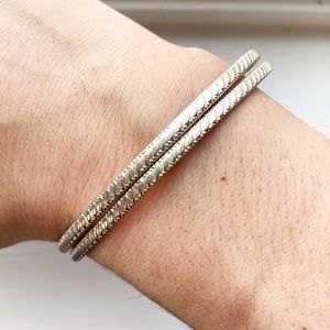 Vintage silver striped stacking bangle bracelets